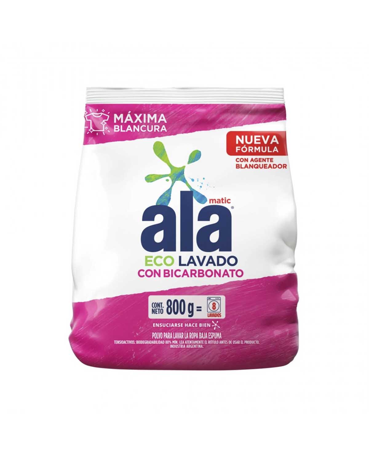 Jabón en Polvo Ala Matic Con Bicarbonato 800 Gr